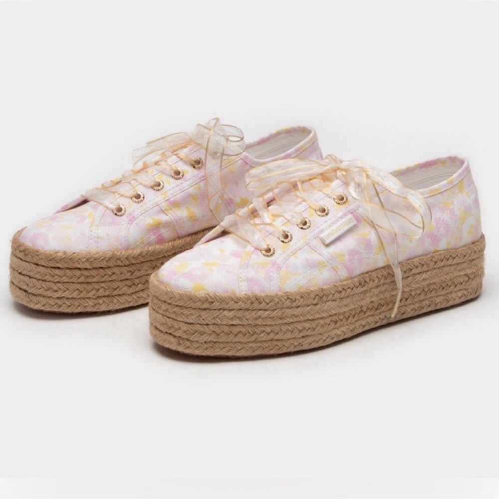 Superga x Loveshackfancy Espadrille Platform Sneaker 2790 Perky Peach no box - Picture 13 of 13